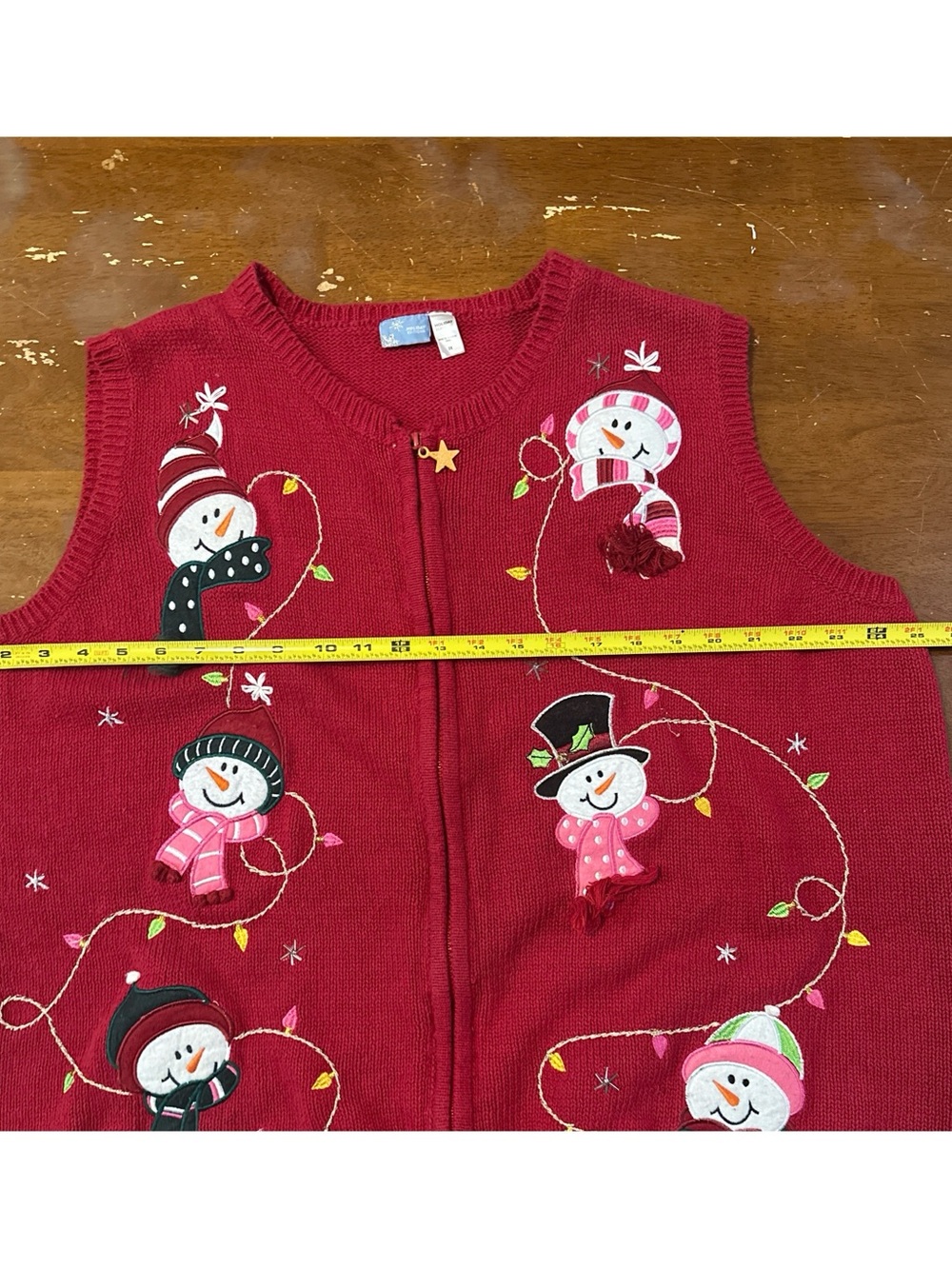 Holiday Editions  Vintage Red Snowman Embroidered Holiday Cardigan Size 2X - Picture 9 of 12
